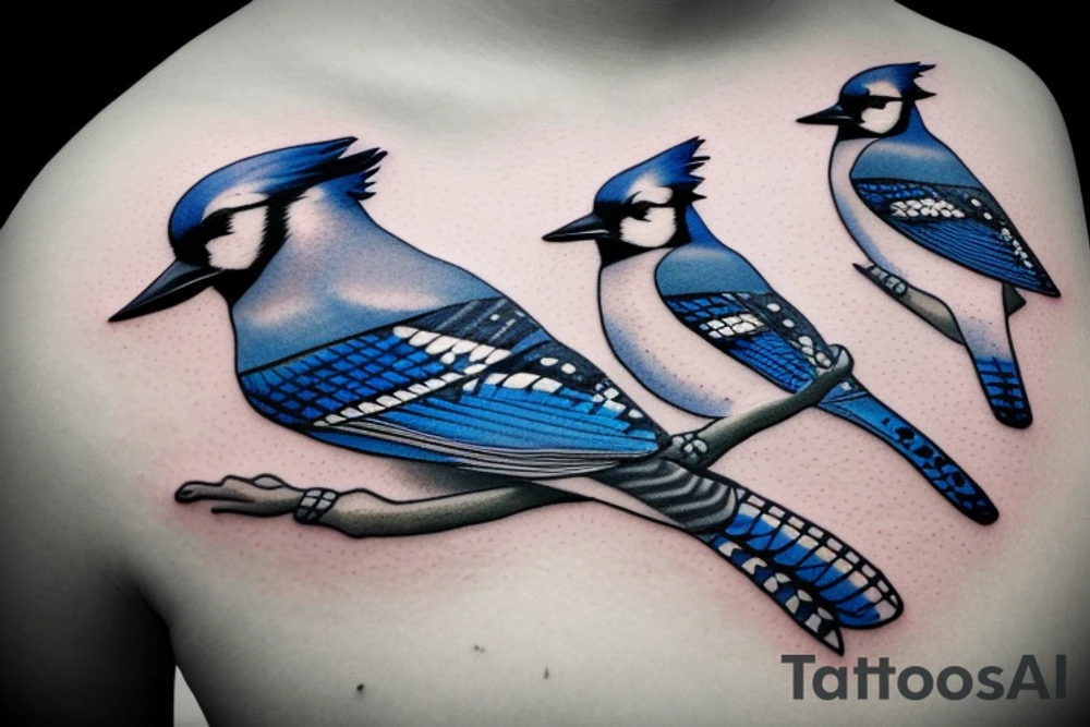A single realistic blue jay tattoo idea