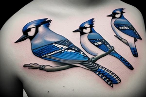 A single realistic blue jay tattoo idea