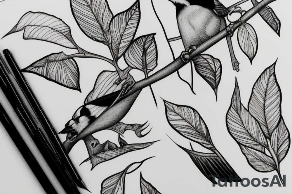 A single realistic blue jay in black and white tattoo idea