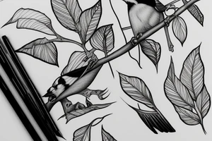 A single realistic blue jay in black and white tattoo idea