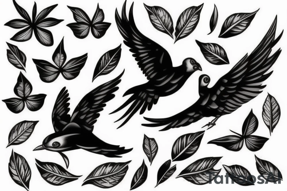 Realistic flying bird tattoo idea