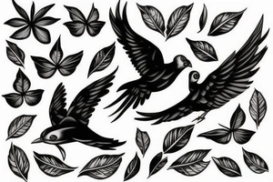 Realistic flying bird tattoo idea