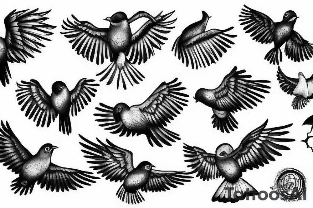 Realistic flying bird tattoo idea