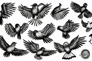 Realistic flying bird tattoo idea