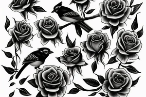 Roses in the shape of a blue jay tattoo idea