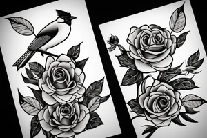 Roses in the shape of a blue jay tattoo idea