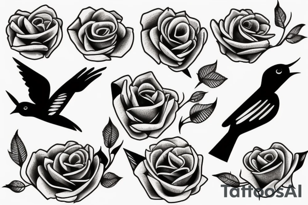 Roses in the shape of a bird tattoo idea