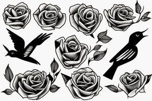 Roses in the shape of a bird tattoo idea