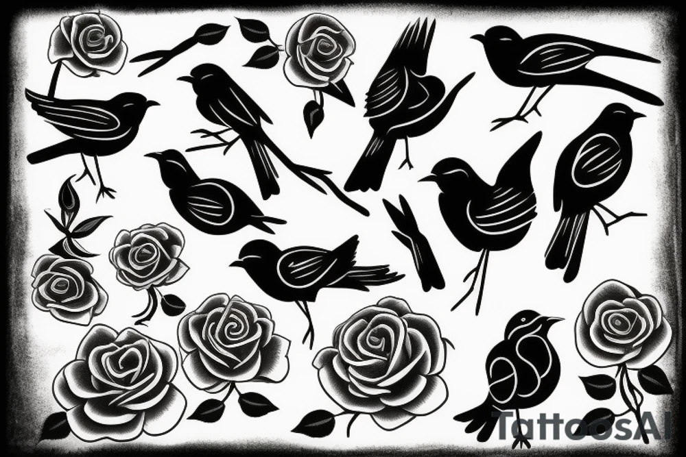 Roses in the shape of a bird tattoo idea