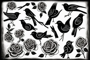 Roses in the shape of a bird tattoo idea