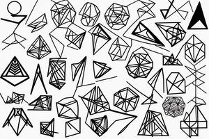 Minimalistic abstract geometric shape with network and wave tattoo idea