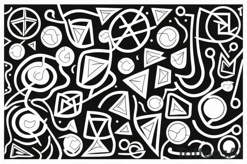 Minimalistic abstract geometric shape with network and wave tattoo idea Minimalistic abstract geometric shape with network and wave tattoo idea