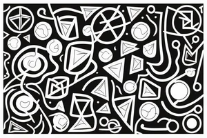 Minimalistic abstract geometric shape with network and wave tattoo idea
