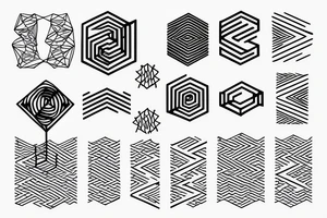 Minimalistic abstract geometric shape with network and music wave tattoo idea