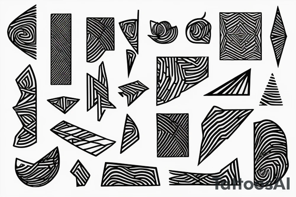 Minimalistic abstract geometric shape with network and music wave tattoo idea