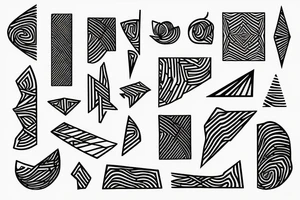 Minimalistic abstract geometric shape with network and music wave tattoo idea