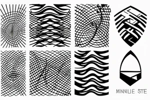 Minimalistic abstract geometric shape with network and music wave tattoo idea