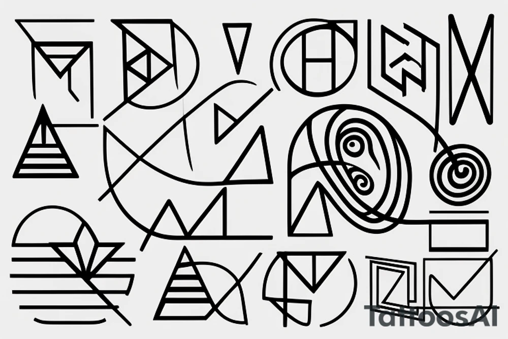 Minimalistic abstract geometric shape with network and music wave tattoo idea