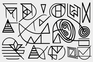 Minimalistic abstract geometric shape with network and music wave tattoo idea