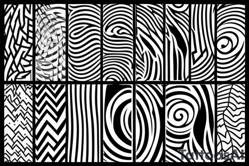 Minimalistic abstract geometric shape with network and music wave tattoo idea