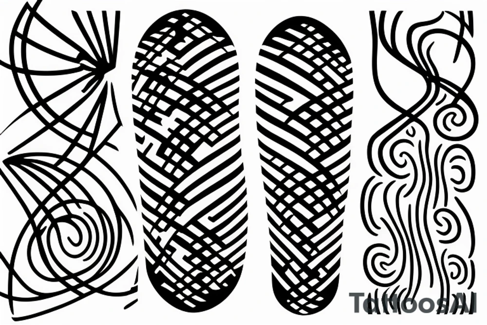 Minimalistic network of nerve cells and music waves tattoo idea