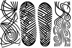Minimalistic network of nerve cells and music waves tattoo idea