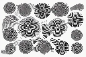 Spiral of Minimalistic music oscillations with a brain network in the middle tattoo idea