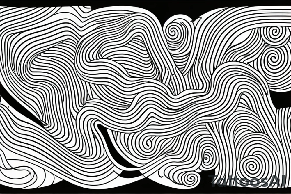 Minimalistic oscillation waves with a brain network in the middle tattoo idea