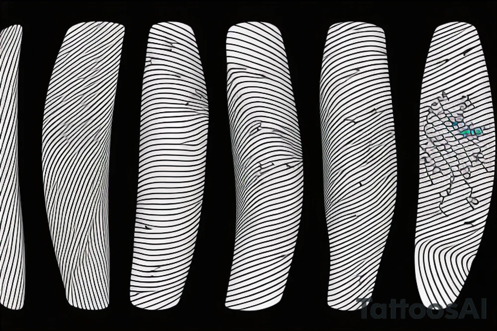 Minimalistic oscillation waves with a brain network in the middle tattoo idea