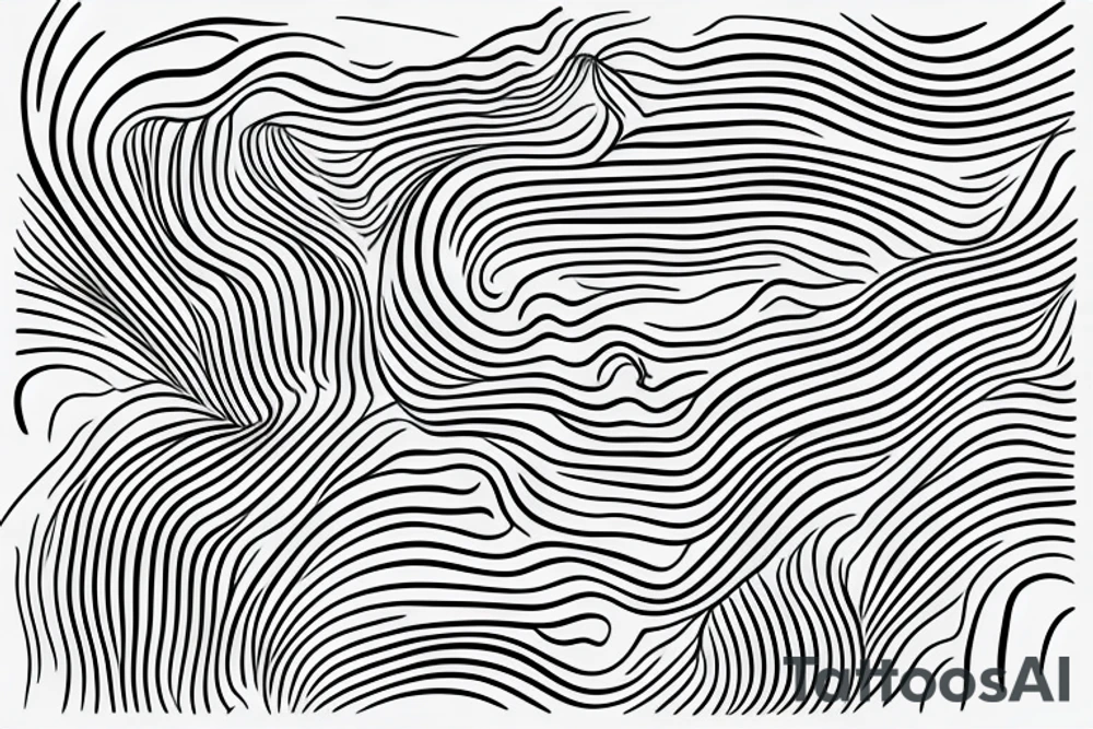 Minimalistic oscillation waves with a brain network in the middle tattoo idea