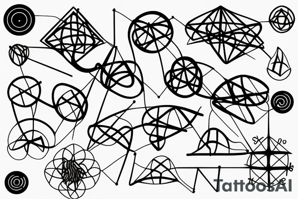 Abstract minimalistic oscillation shape with a network tattoo idea