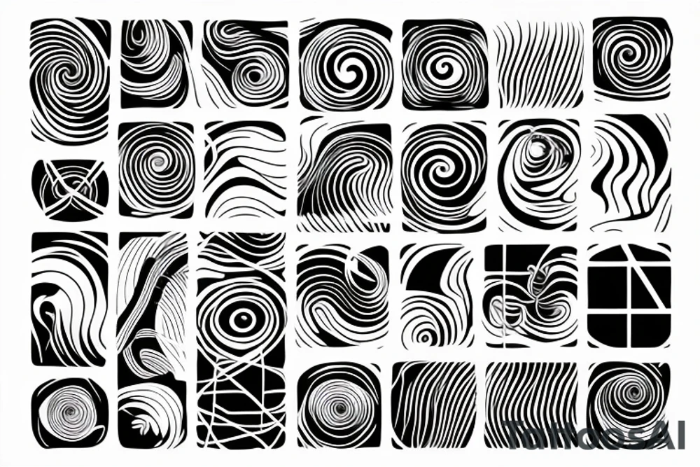 Abstract minimalistic network with oscillation waves tattoo idea