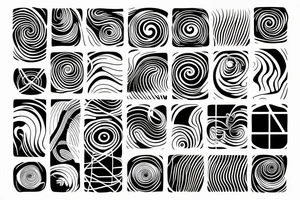 Abstract minimalistic network with oscillation waves tattoo idea