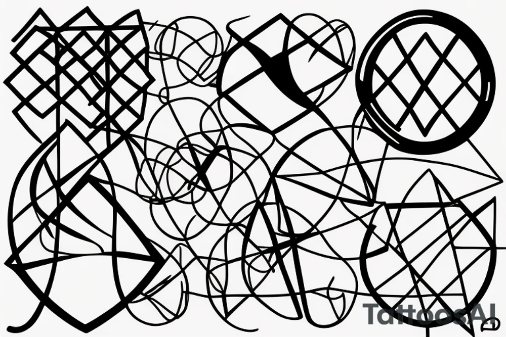 Abstract minimalistic network with oscillation waves tattoo idea