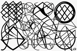 Abstract minimalistic network with oscillation waves tattoo idea