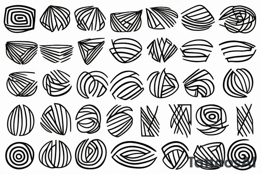 Abstract minimalistic network with oscillation waves tattoo idea