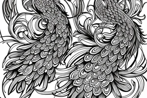 ornemental tattoo, full back tattoo, 2 peacock, bold lines tattoo idea