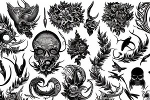ornemental tattoo, full back tattoo, black bold lines tattoo idea