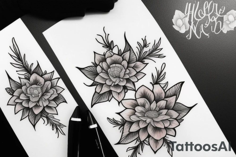 ornamental tattoo helen hitori's style with flowers tattoo idea