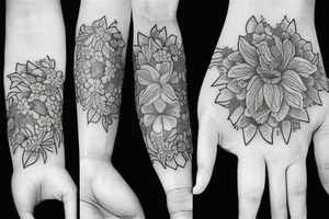 ornamental tattoo helen hitori's style with flowers tattoo idea