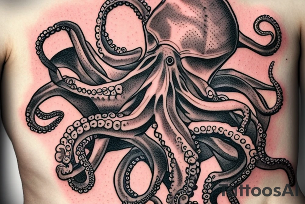 octopus with a bottle of rum tattoo idea