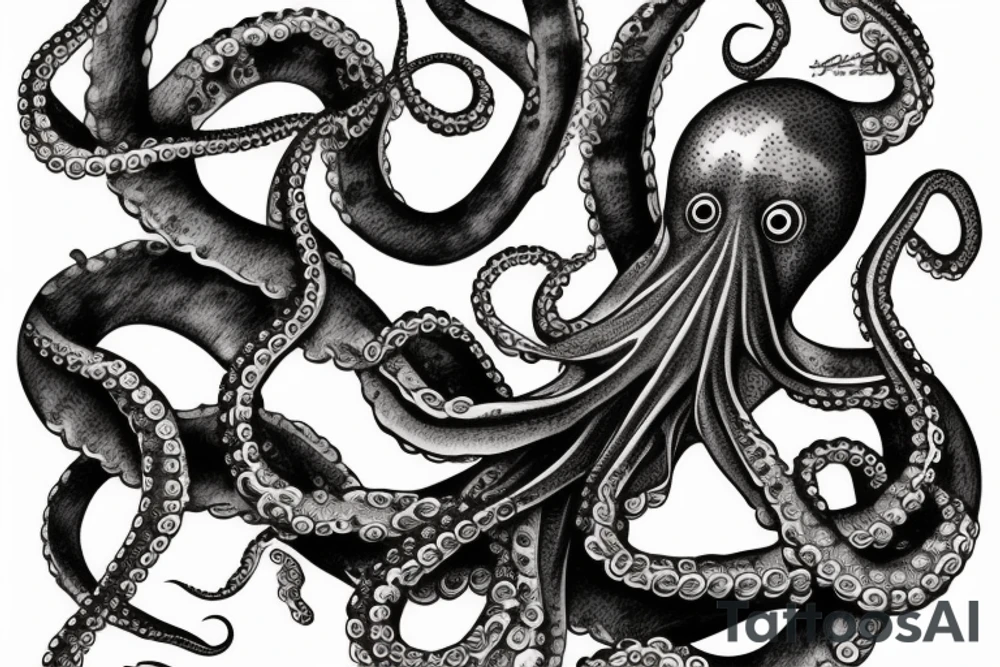 octopus with a bottle of rum tattoo idea