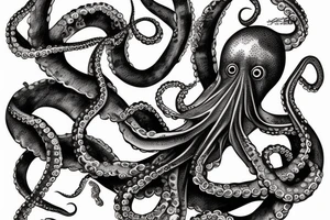 octopus with a bottle of rum tattoo idea