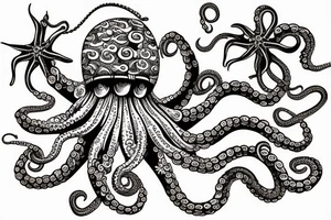 octopus with a bottle of rum tattoo idea