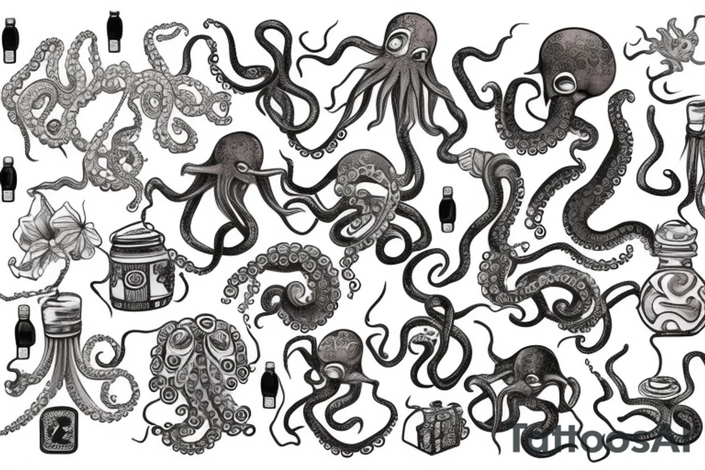 octopus with a bottle tattoo idea