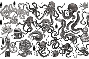 octopus with a bottle tattoo idea