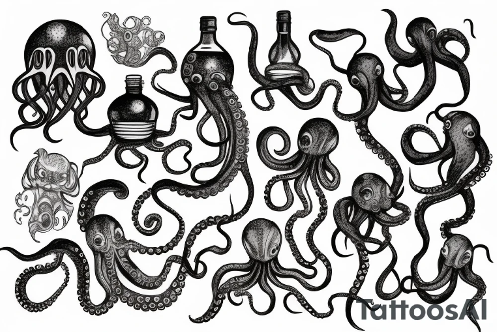 octopus with a bottle tattoo idea