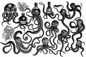 octopus with a bottle tattoo idea