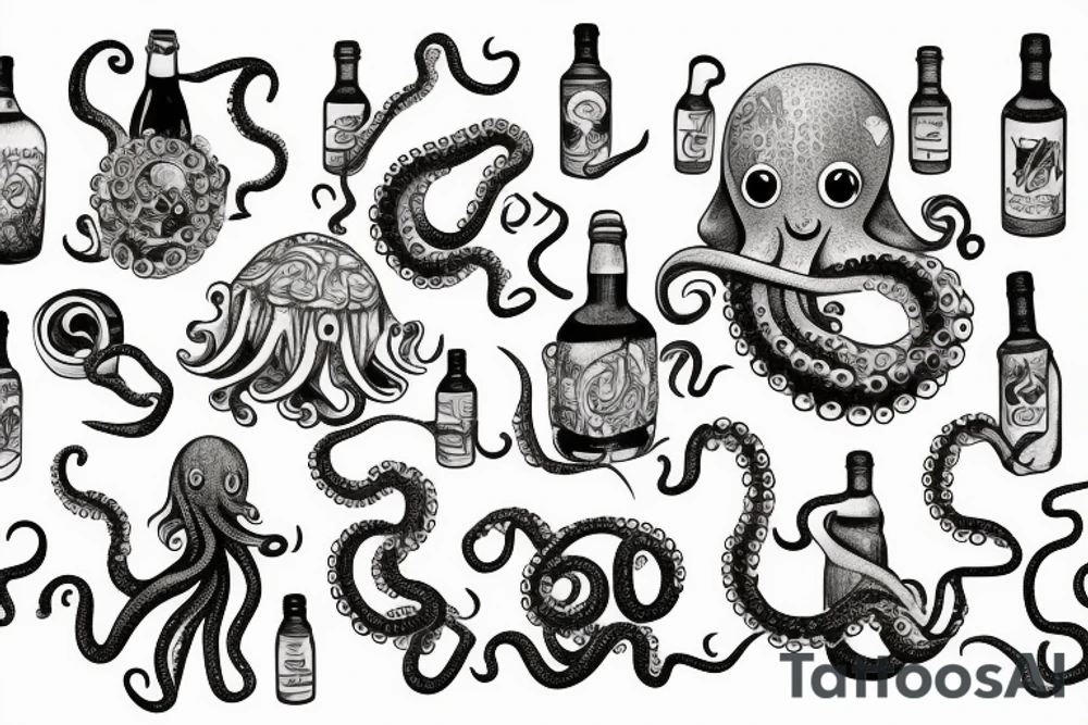 octopus with a bottle tattoo idea