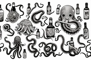 octopus with a bottle tattoo idea
